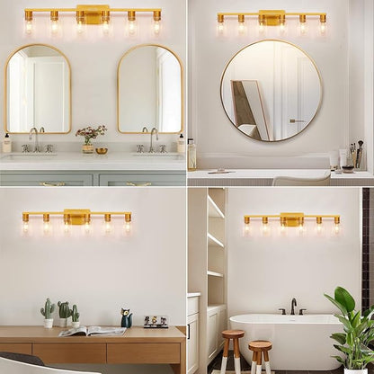 6 Light Bathroom Light Fixtures, Large Gold Bathroom Vanity Light - Image 7