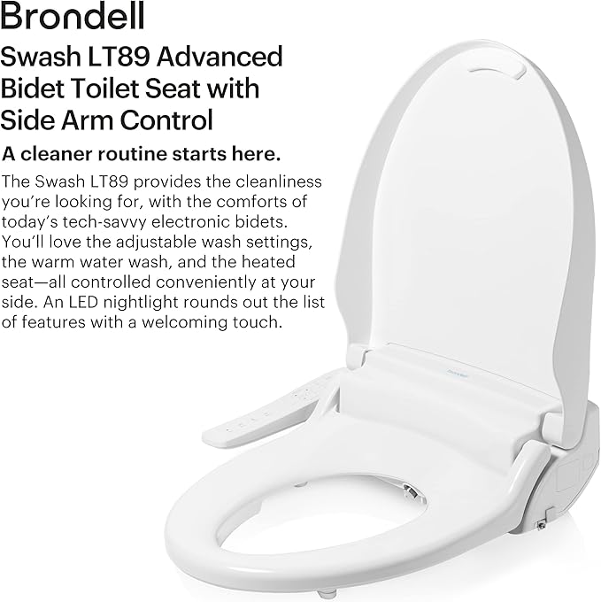 Brondell LT89 Electric Bidet Toilet Seat, Fits Elongated Toilets, Warm Water - Image 3