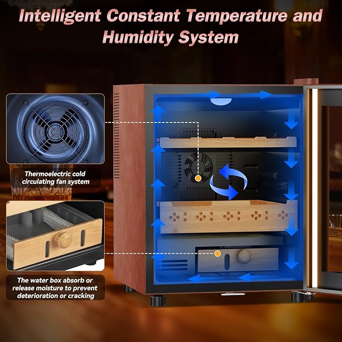 Electric Humidor with Leather-50L Cooling & Heating Humidor, Smart Touch - Image 4