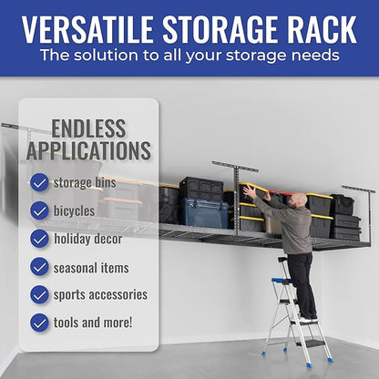 SafeRacks 4ft x 8ft Overhead Garage Storage Rack 2 Rack Pack - Image 4