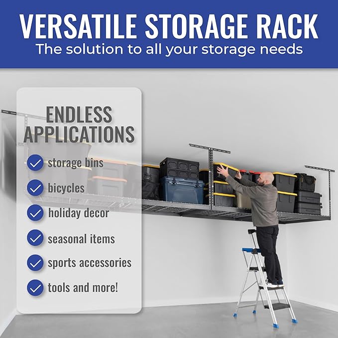SafeRacks Overhead Storage Rack, Heavy Duty 600 lb Capacity, Adjustable Garage - Image 4