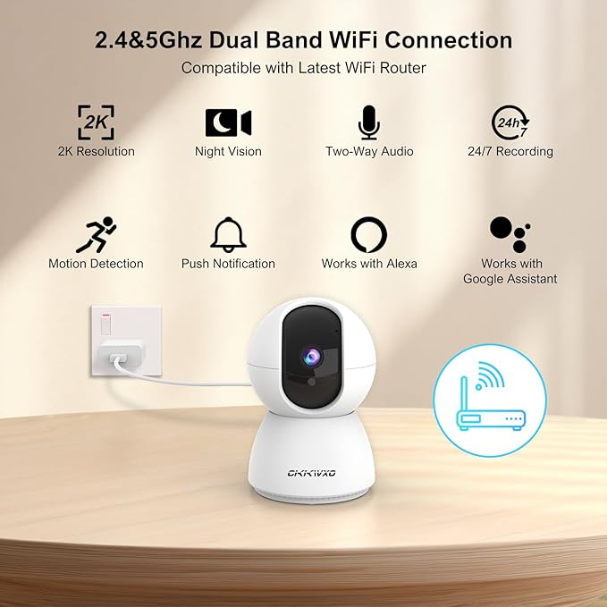 2.4&5GHz WiFi Indoor Security Camera, 2K/3MP Camera - Image 2