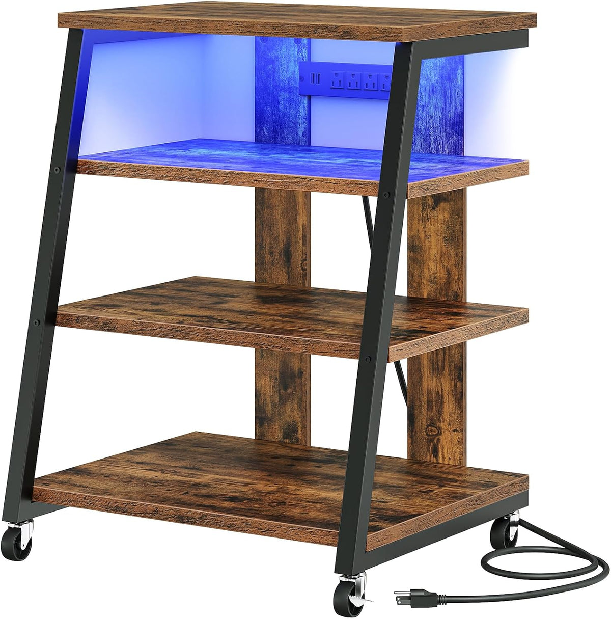 choezon 4-tier av media stand with wheels, stereo, view 9