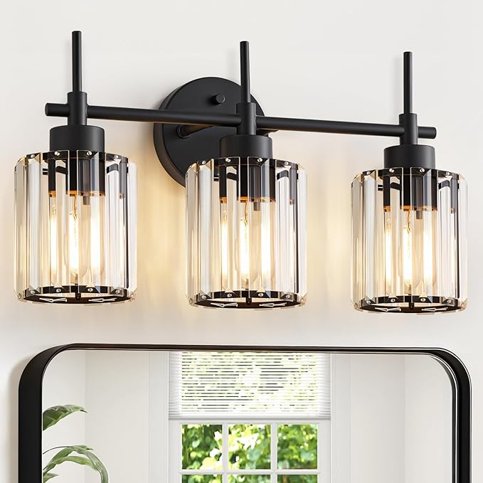 EJIAXIN 3 Light Crystal Vanity Light, Bathroom Lighting Fixtures Over Mirror by WelcometoEJIAXIN
