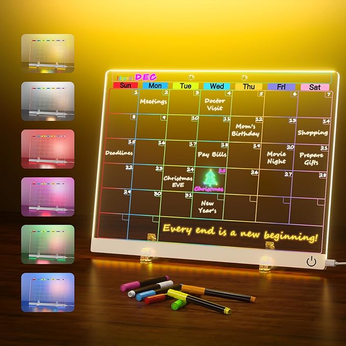 Acrylic Dry Erase Board Calendar by LightUpYourCreativity