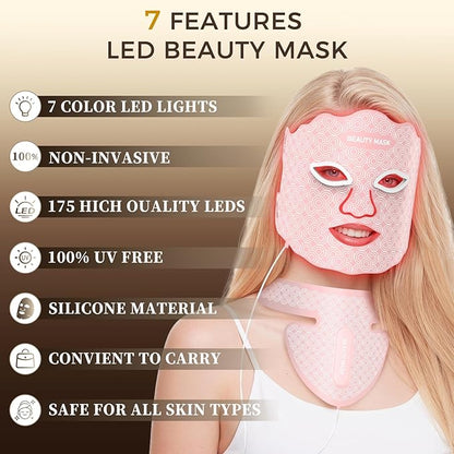 Red Light Therapy for Face & Neck, 7-1 Colors LED Light Therapy mask, - Image 3