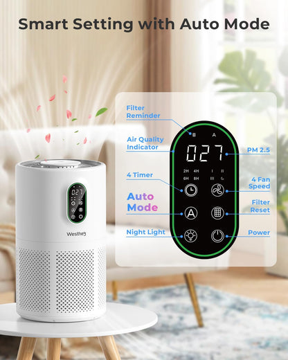 westhey h13 hepa air purifier for home up shown in use