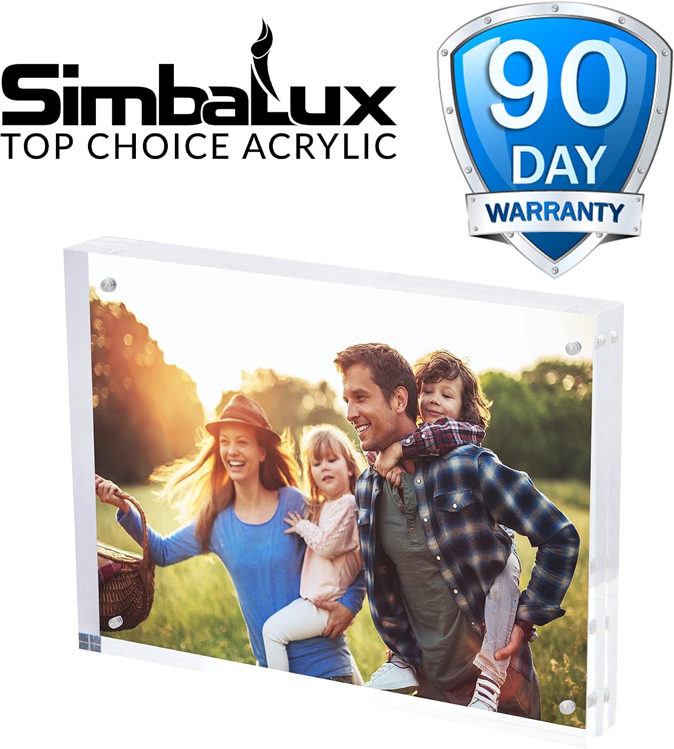 SimbaLux Magnetic Acrylic Picture Photo Frame 8x10 inches UV Protection | 24mm Thick, Clear Glass Like, Double Sided Frameless Desktop Floating Display, Free Standing, 20% Thicker than Most, 1 Pack