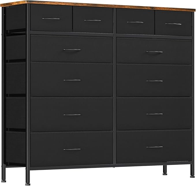 Dresser for Bedroom with 12 Drawers, Tall Fabric Drawer Dresser, Compact Chest by VASICAR