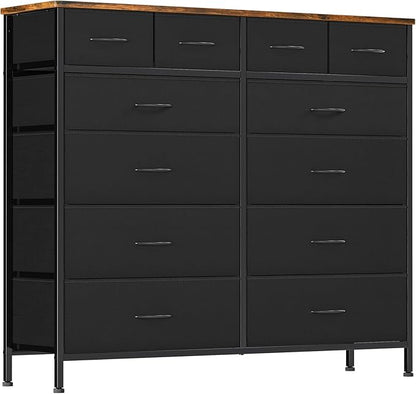 Dresser for Bedroom with 12 Drawers, Tall Fabric Drawer Dresser, Compact Chest by VASICAR