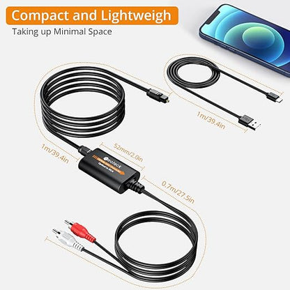 Neoteck 192kHz DAC Converter 5.9ft/1.8m Optical to RCA Cable SPDIF to RCA - Image 7