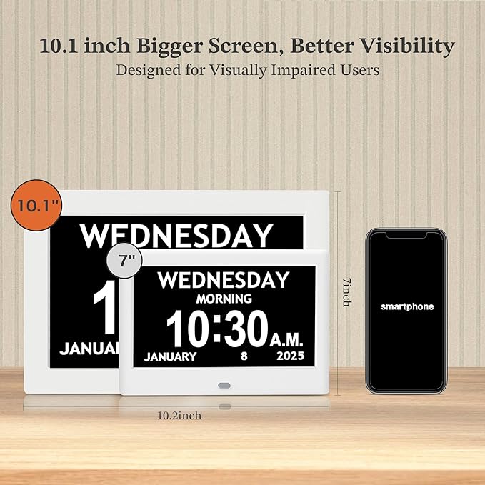 10.1'' Digital Clock, 1280*800p HD Extra Large Display, Dementia Clock - Image 3