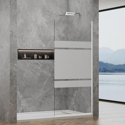 36"x76" Fixed Glass Shower Door, 3/8" Thick Mid-Band Frosted Privacy Tempered - Image 2