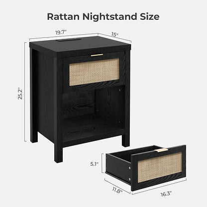 SICOTAS Black Nightstands Set of 2 - Image 3
