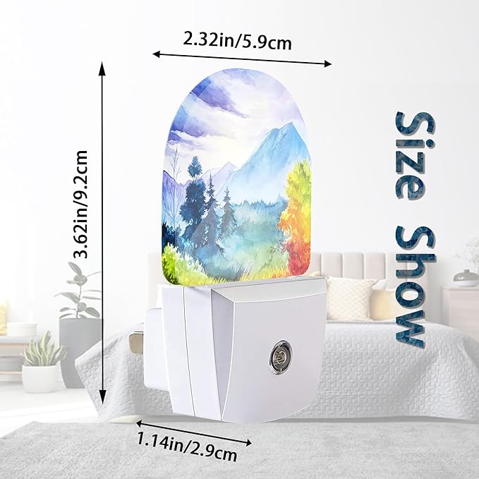 Axxitude Watercolor Mountain Forest Night Lights Plug into Wall - Image 3