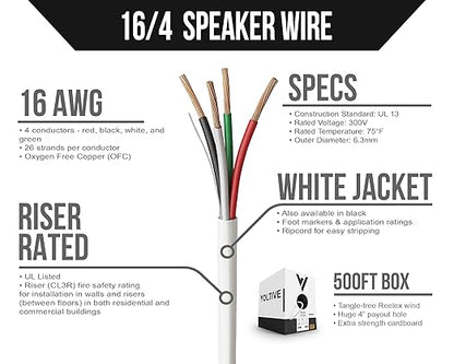 Voltive 16/4 Speaker Wire, Riser CL3R, 500ft - Image 2