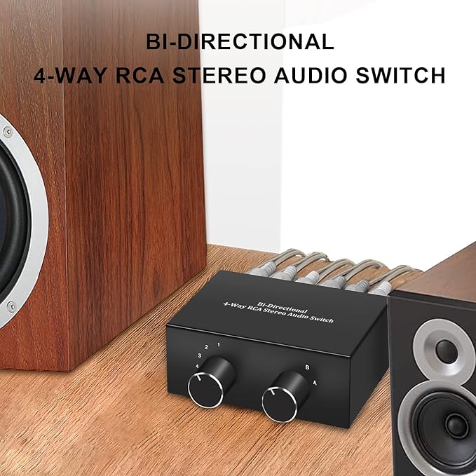 4-Way Stereo Audio Switcher, Bi-Directional Audio Selector Box - Image 4