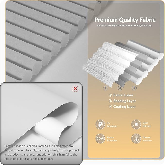 Boolegon No Drill Motorized Cellular Blinds - Image 5