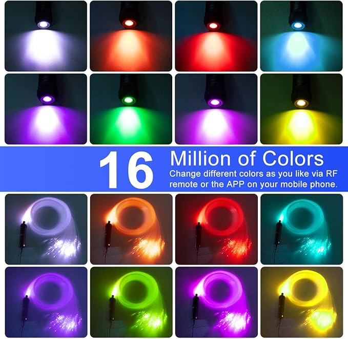 AZIMOM Car Use 6W RGBW 150pcs 0.03in 6.5ft Fiber Optic Lights Starlight Ceiling - Image 2