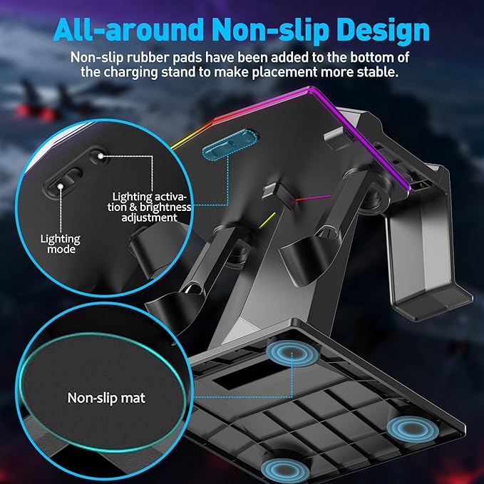 Charging Dock for Meta Quest 3S, Quest 3, 2 or Pro，RGB Charging Vertical - Image 6