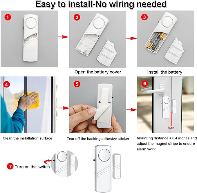 Security Door Window Alarm, Wireless Sensor Door Window Burglar Alarm, Door - Image 6