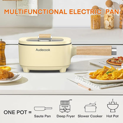 Audecook Hot Pot Electric 2L, Cermic Glaze Non-Stick Frying Pan 8 Inch - Image 3