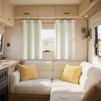 KOUFALL Short Curtains 45 Inch RV Camper Small Window Curtains, 2 Panels Set - Image 2