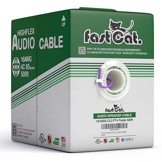 fast Cat. Speaker Wire 16 Guage 4C, UL Listed & CMR/CL3R-FT4 Rated by CONNECTIVITYviafastCat