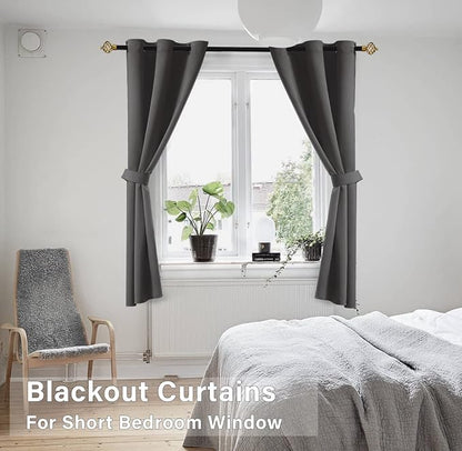 KOUFALL Black Out Curtains 48 Inch Long, Dark Grey - Image 4