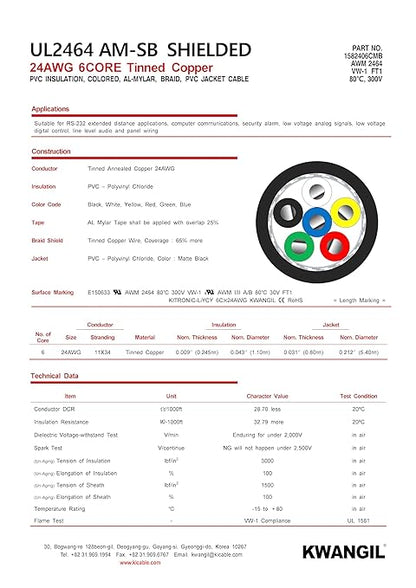 KWANGIL 6C 24AWG AMSB Shielded Cable Wire - Image 4