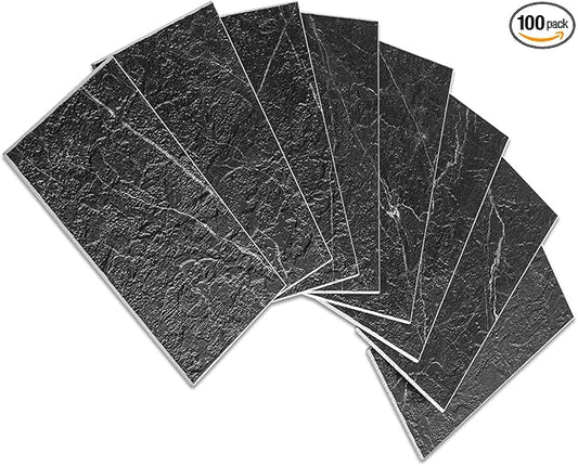 AULIGET 100 Piece Faux Stone Backsplash Peel and Stick PVC Tile, 3 Inch x 6 by AULIGET