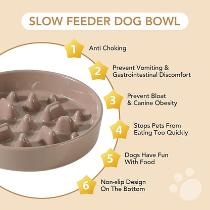 Ceramic 1.6 Cup Dog Raised Slow Feeder Set, Elevated Bowl - Image 6