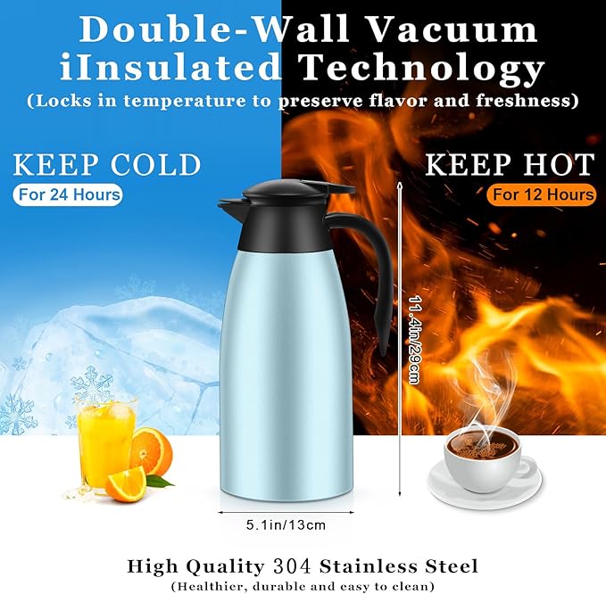 Norme 2 Pcs Thermal Coffee Carafe Insulated Stainless Steel Coffee Carafe - Image 2