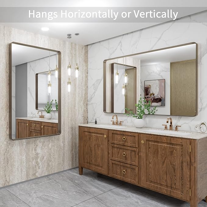 LOAAO 48”X32” Bronze Bathroom Mirrors - Image 4
