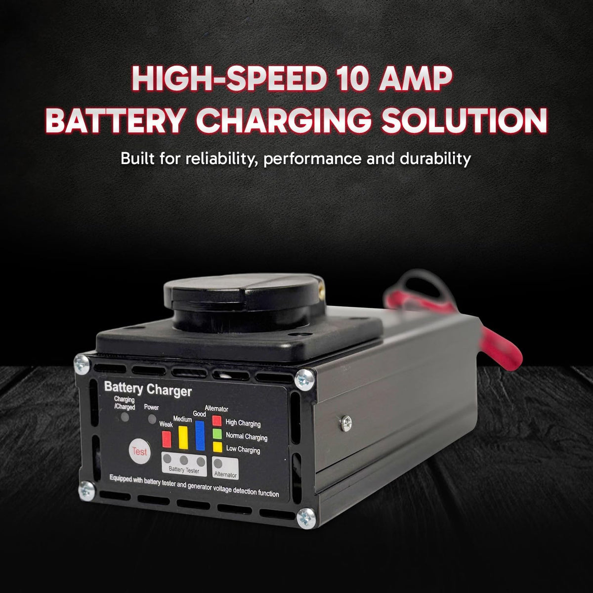 10 amp 12v panel mount battery charger & shown in use