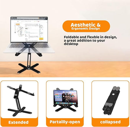 Laptop Stand with 360 Rotating Base, Computer Notebook Laptop Riser Metal Holder - Image 5