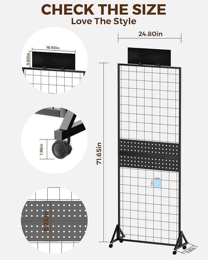 DEMEGA 6' x 2' Ft Grid Wall Panel, Pegboard Gridwall Display Stand - Image 2