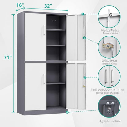 SISESOL Storage Cabinets With Doors And Shelves, Adjustable Layers - Image 2