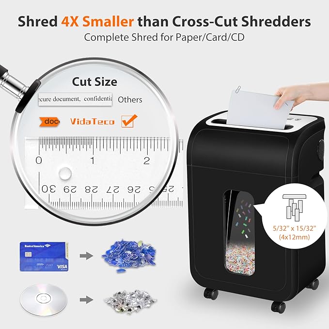 Paper Shredder for Home Office14-Sheet 60-Mins Micro Cut Shredder - Image 2