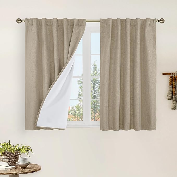 LAMIT 100% Blackout Short Linen Curtains by LAMIT