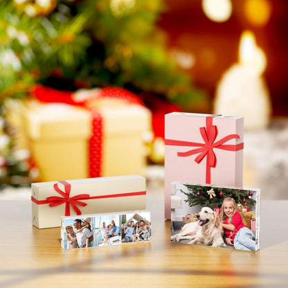 AITEE 5x5 Acrylic Picture Frames 3 Pack, Clear Picture Frames，20% Thicker | Freestanding Double Sided Magnetic Acrylic Lucite Frameless Transparent Square Frame Block Gift for Desktop Display