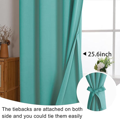 JIUZHEN Turquoise Blackout Curtains - Image 4