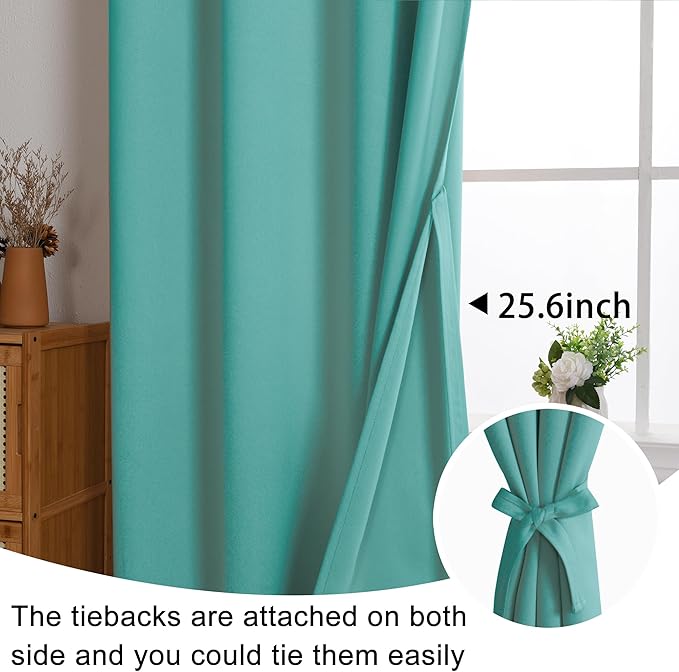 JIUZHEN Blackout Curtains with Tiebacks - Image 5