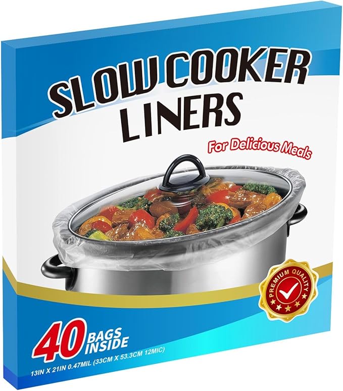 40×Slow Cooker Liners, Large pot Liner Disposable Cooking Bags, Fit 3QT to 8QT by Kiginhans