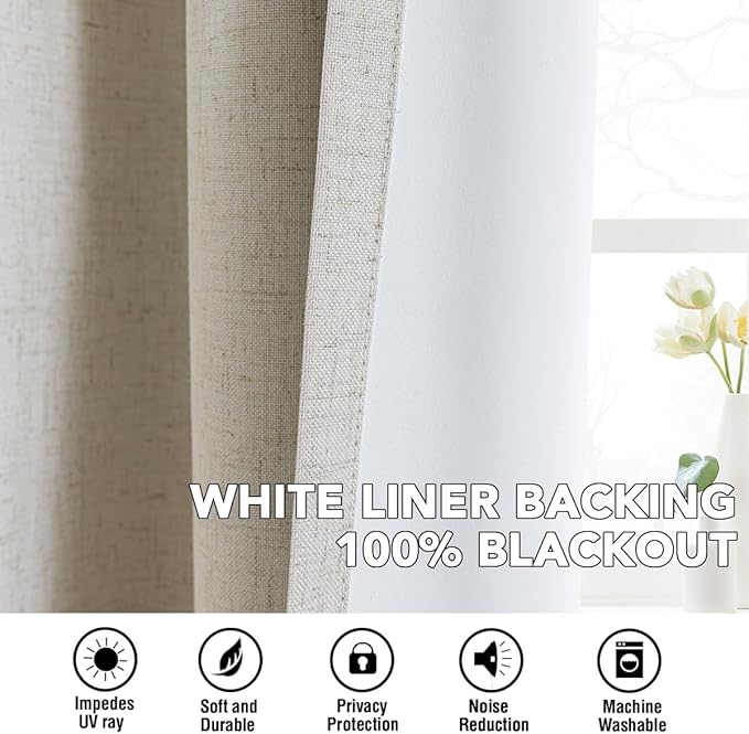 H.VERSAILTEX Linen Curtains 100% Blackout Curtains - Image 3