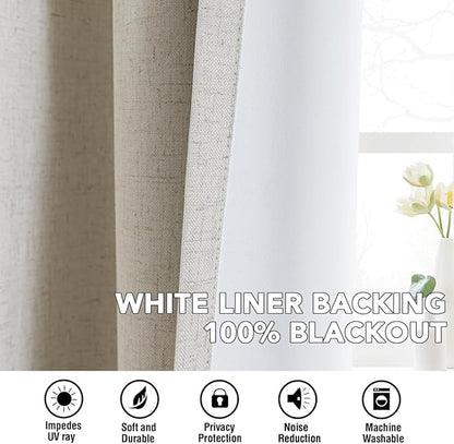 H.VERSAILTEX Linen Curtains 100% Blackout Curtains - Image 3