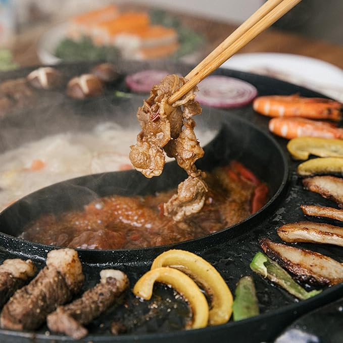 Food Party Hot Pot with Grill 2 in 1 Electric Smokeless Grill and Hotpot Pot - Image 8