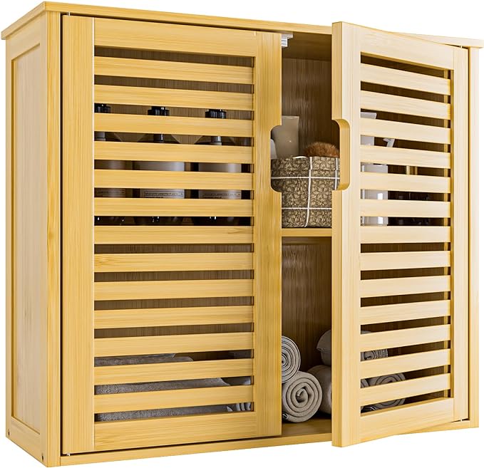 HITNET Bathroom Wall Cabinet, Medicine Cabinet Over The Toilet, Bamboo Hanging by HITNET