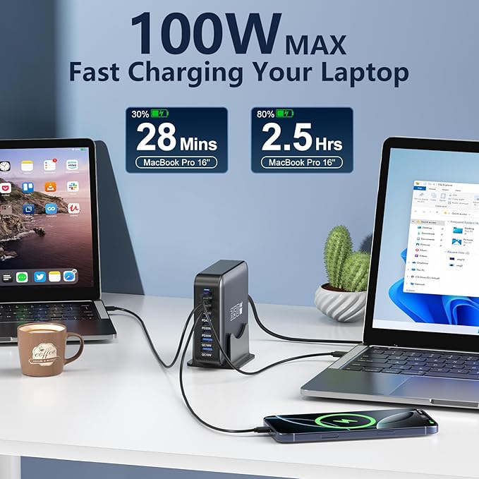 350W USB Fast Charging Station, 8 Port USB C Multi Port Charger Block - Image 4
