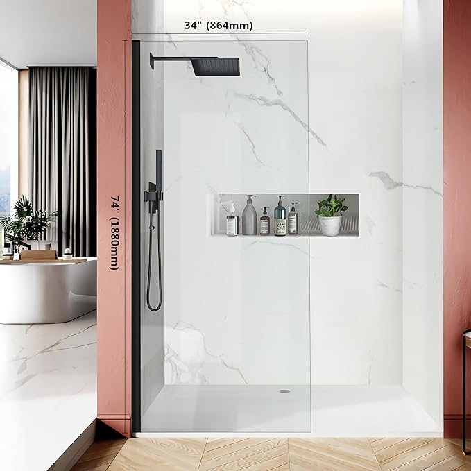 Bathroom Shower Glass Door Panel, 5/16" Thick Clear Tempered Glass Door Screen - Image 3